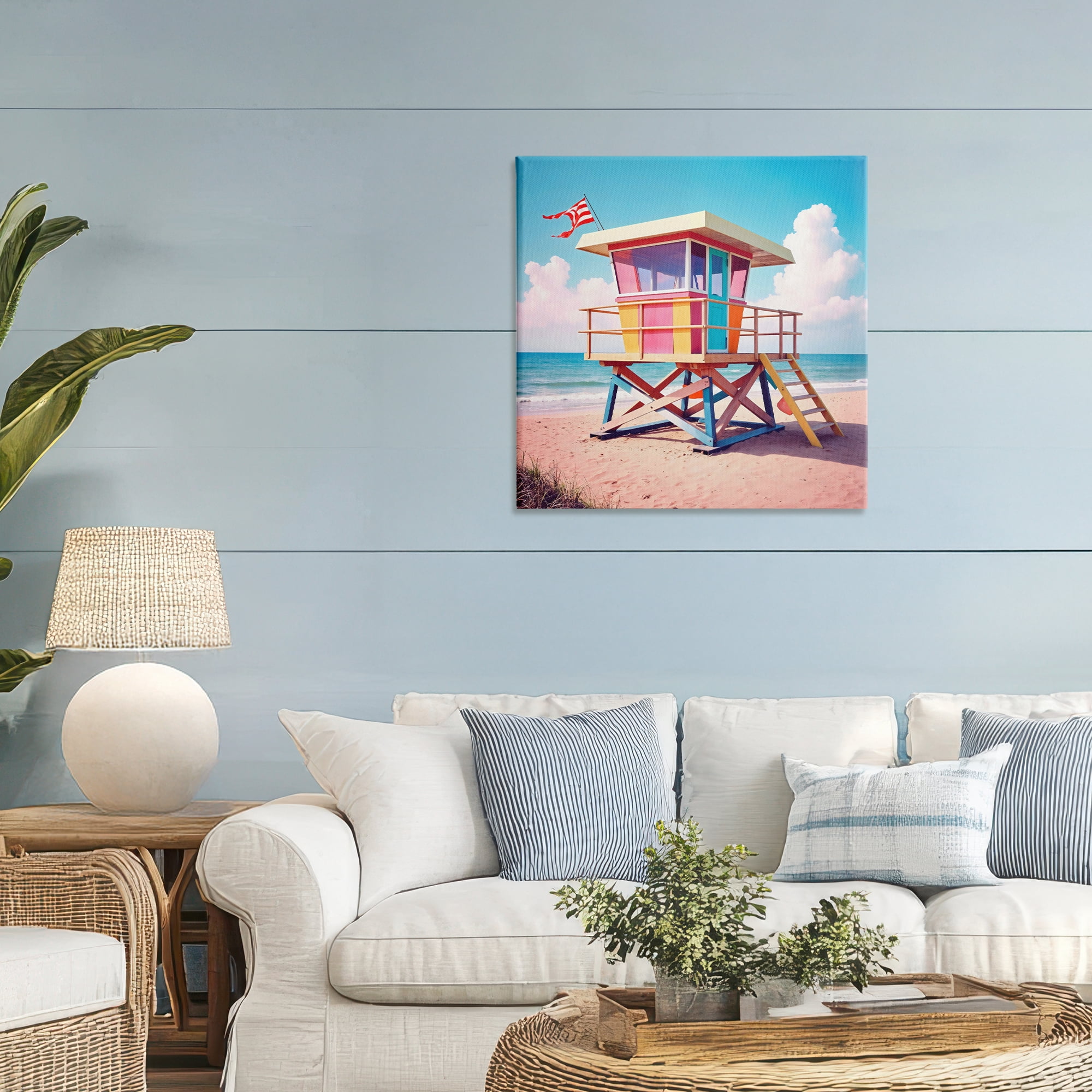 Stupell Industries Colorful Sunny Beach Tower Canvas Wall Art, design by Creative Studio