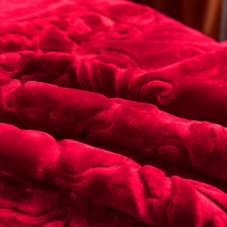 DBOZE Fleece Blanket King Size Heavy Korean Mink Blanket 85 X 95 Inches 12 Lbs 2 Ply Soft and Warm Candy Red