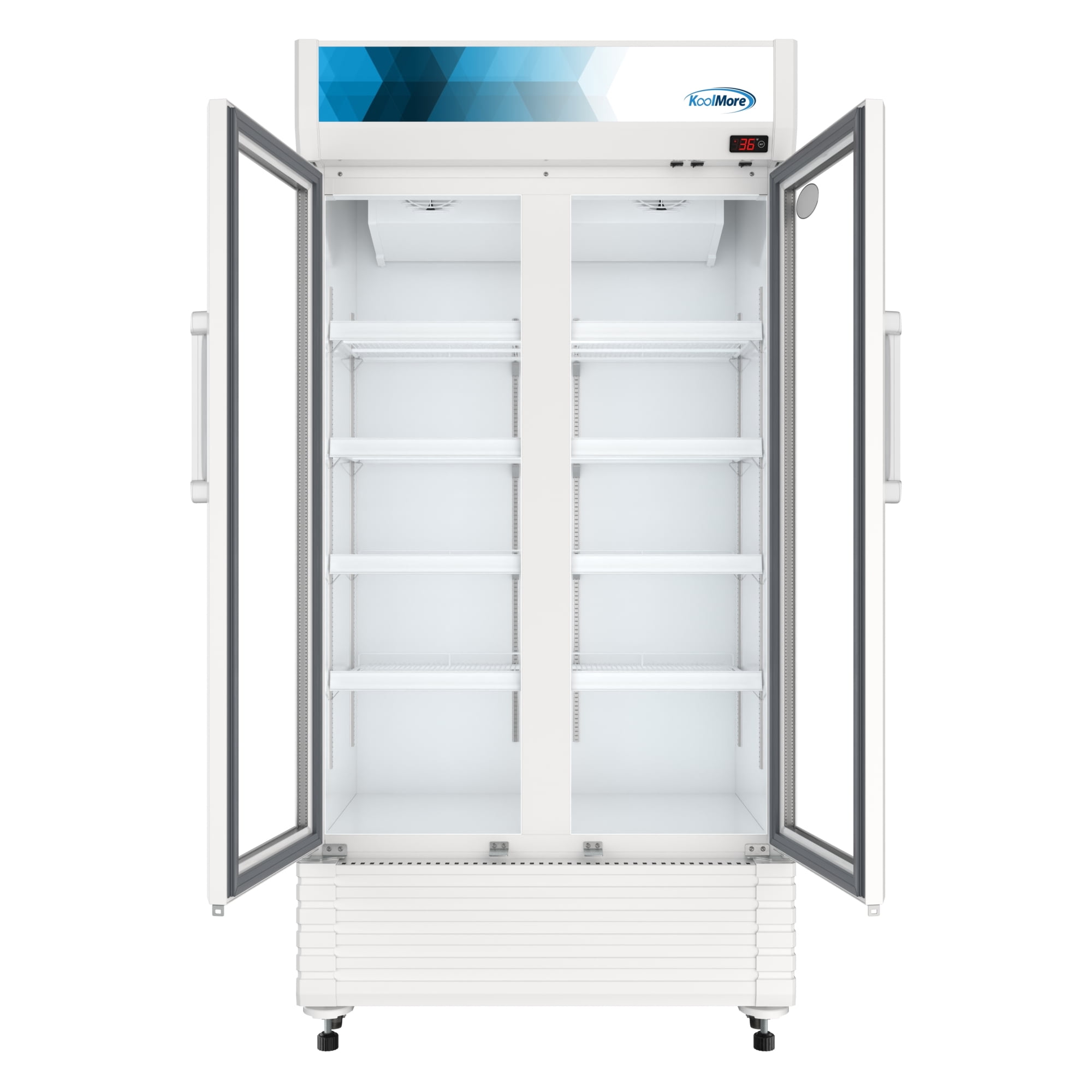 39 in. Commercial 2-Glass Door Merchandiser Refrigerator, 21.9 cu. ft. in White (KM-MDR-2GD-39)