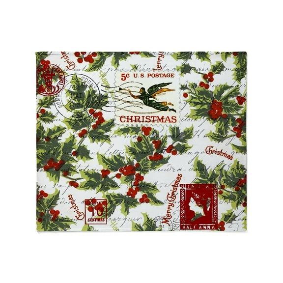 CafePress - Vintage Holly Postage Throw Blanket - Soft Fleece Throw Blanket, 50"x60" for All Ages