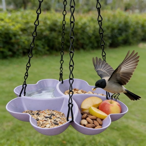Hanging Four-Leaf Clover Bird Feeder Outdoor - 2-in-1 Water Food Feeder, Weather-Resistant Bird Feeding Station for Garden Yard Patio Bird Enthusiasts