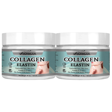 COLLAGEN & ELASTIN SKIN CREAM Firming Face Care Anti Aging Wrinkle Beauty 4 oz 2 Pack