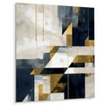 thumbnail image 2 of Designart "Harmonious Shapes Gold Blue Composition" Abstract Shapes Metal Wall Art, 2 of 5