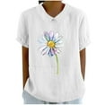 thumbnail image 2 of Blouses pour Femmes, T-Shirt Décontracté Imprimé Mode Manches Courtes Col Poupée Mignon Coton et Lin Blouse, 2 of 4