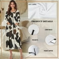 thumbnail image 6 of Xoenoiee Brown Cow Pattern Womens Long Sleeve Nightgowns Zipper Robes Halloween Full Length Nightgown Soft House Coat Comfy Sleepwear Loungewear, Size L, 6 of 7