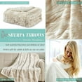 thumbnail image 5 of Elegant Comfort Throw Blanket, Reversible Sherpa Flannel, Soft, Fuzzy, Cozy and Plush- All season Lightweight Decorative Throw, 50 x 60 inches, Alaska Sherpa Throw, Beige, 5 of 6