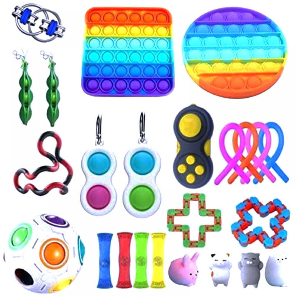 Random Color Cocoa Sensory Fidget Toys Set 25Pcs Relieves Stress and Anxiety Fidget Toy,Stress Relieves Toy Assortment Set,Special Fidget Toys for Kids and Adults Birthday Party Favors