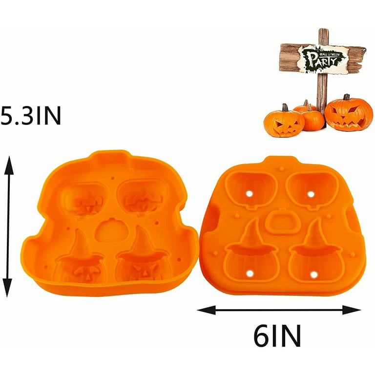 Pumpkin ice cube molds 2-Pack, silicone ice cube molds 3D Pumpkin
