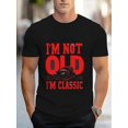 thumbnail image 1 of Camiseta informal novedosa para hombre, poliéster, estampado geométrico, corte regular, cuello redondo, tejido elástico, diseño de coche clásico, estilo clásico., 1 of 7