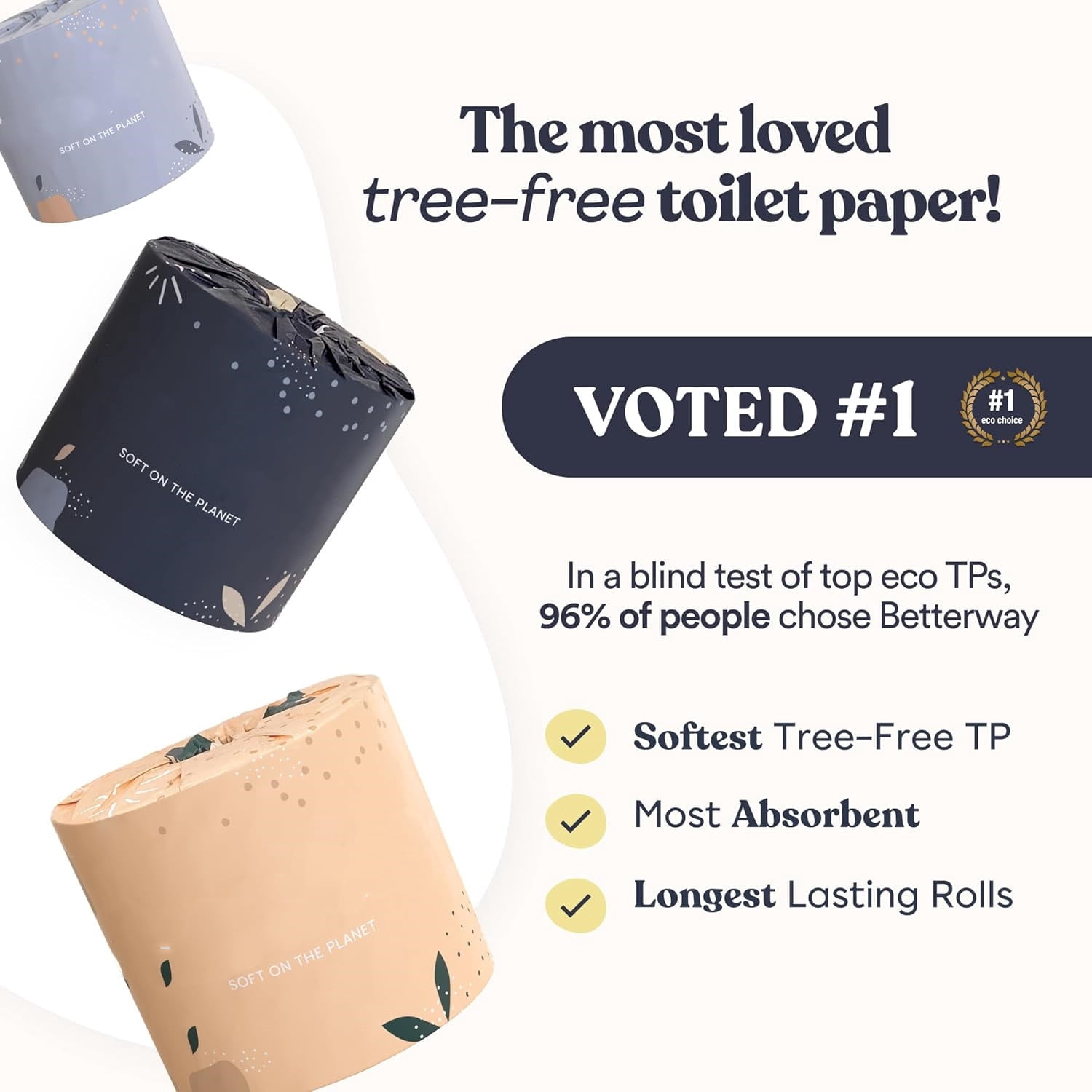 Bamboo Toilet Paper 3 Ply -   Toilet Tissue - 24 Long-Lasting Rolls & 360 Sheets Per Roll