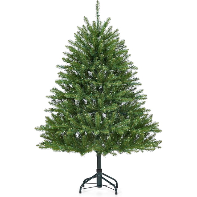 6 FT Pre-Lit Artificial Christmas Tree with 450 Dual-Color Lights, PVC Mixed Branches, 5MM Low-Voltage Wires, 2 Optical Modes, Easy to Assemble Holiday Decor for Home, Office, Party, Green