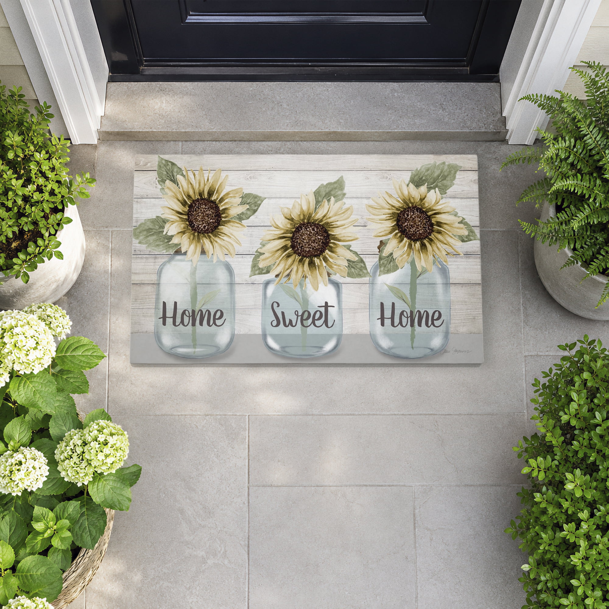 Stupell Industries Country Sunflower Jars Printed Outdoor Door Floor Mat, design by Janice Gaynor