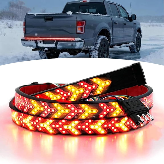 YUSUIYI Truck Tailgate Light Bar,Waterproof LED Signal Break Reverse,Red & Amber Sequential Lighting Arrow Design Strip Lights