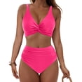 thumbnail image 2 of ZJXFGS Womens Tummy Control Bathing Suits,Two Piece with Sporty Summer Beach Swim Bathing Suits Push Up Two Piece Bathing Suit Swim Tops with Short Swimwear Swim Dress Hot Pink M, 2 of 5
