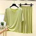 thumbnail image 2 of Bovxnpu Women's Pajamas Set Cotton Ruffle Short Sleeve Capris Pants 2 Piece Pajamas Sleepwear, 2 of 6