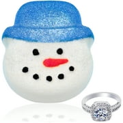 Jackpot Candles Holiday Snowman Bath Bomb with Blue Hat with Size 7 Ring Inside 9 oz Made in USA