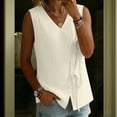 thumbnail image 7 of Outfmvch Vest Top for Women Button Down Vest Top Women Sleeveless Shirts for Women Cotton Summer Vest Women Vest Shirts for Women Sleeveless Vest for Women Summer Vest For Women Beige S, 7 of 7