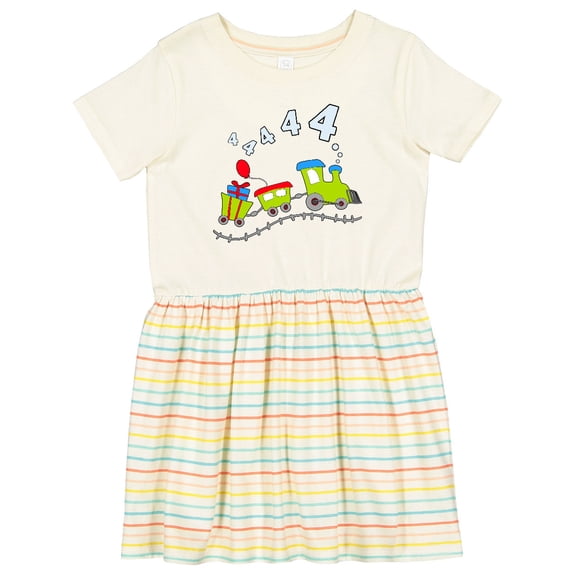 Inktastic Fourth Birthday Party Train Girls Toddler Dress