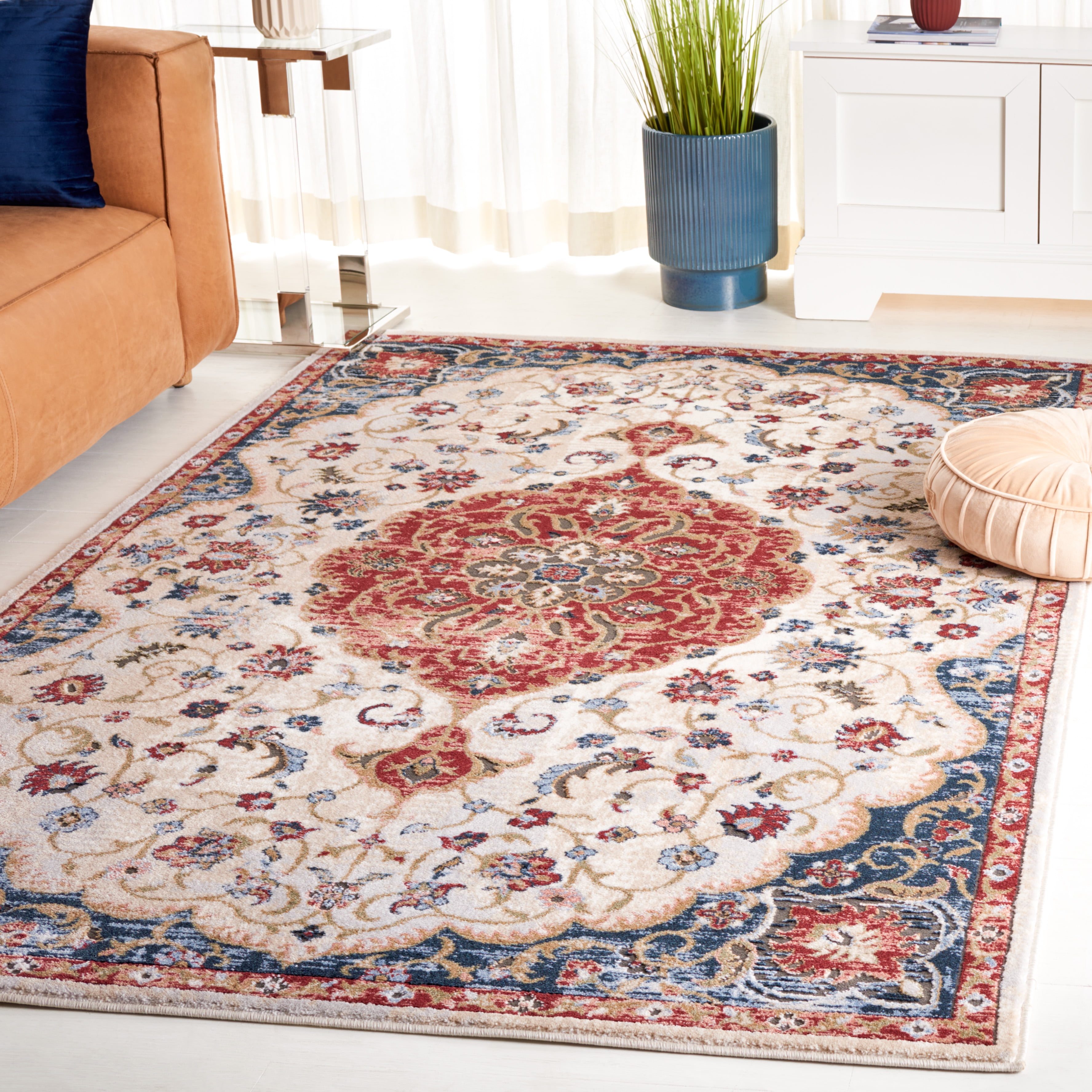 SAFAVIEH Rosewood Altan Medallion Area Rug, Ivory/Red, 4' x 6'