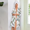 thumbnail image 6 of Lightweight Robes for Women Zipper 3/4 Length Sleeve Summer Bathrobes for Women Zipper Front Knee Length Maple Leaf Print Plus Size Bathrobe Nightgown with Pockets White L, 6 of 8