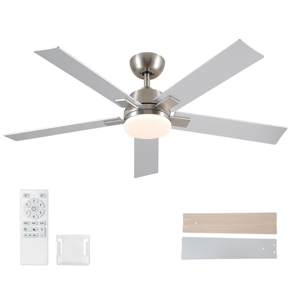 Ventilador de techo Rayqueen de 52" con luz LED, motor DC de 6 velocidades y control remoto