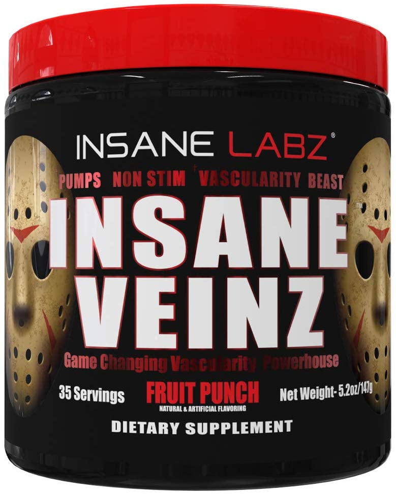 Insane Labz Insane Veinz Pre Workout Powder, Fruit Punch, 35 Servings