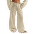thumbnail image 2 of Linen Pants Women Summer,Petite Wide Leg Cotton Linen Pants with Pockets Comfy Casual Loose Lounge Trousers Khaki S, 2 of 7