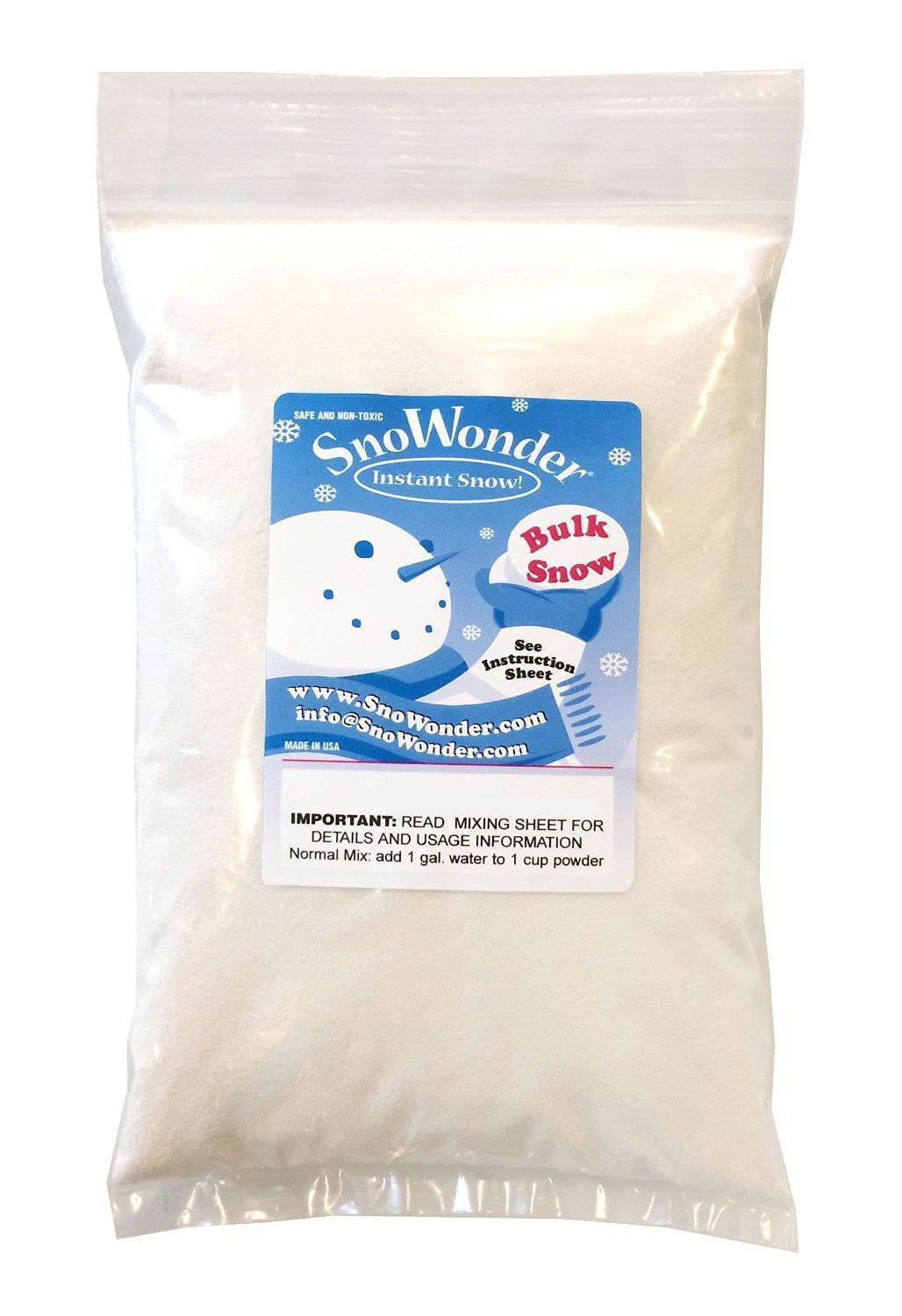 SnoWonder Instant Snow Fake Artificial Snow, Also Great for Making 10 Gallons