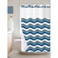 thumbnail image 6 of No Hook Shower Curtain with Snap in Liner, Abstract Gradient Blue Ocean Waves Waterproof Bath Curtain Double Layers with See Through Top Window, Minimalist Art Hotel Shower Curtains 36x72in, 6 of 9