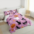 thumbnail image 3 of Manfei Cute Cartoon Ghost Queen Comforter Set,Happy Halloween Bedding Sets,Black Cat Btas Bedding Comforter Set For Teens,Ultra Soft Home Decor Reversible,3pcs, 3 of 8