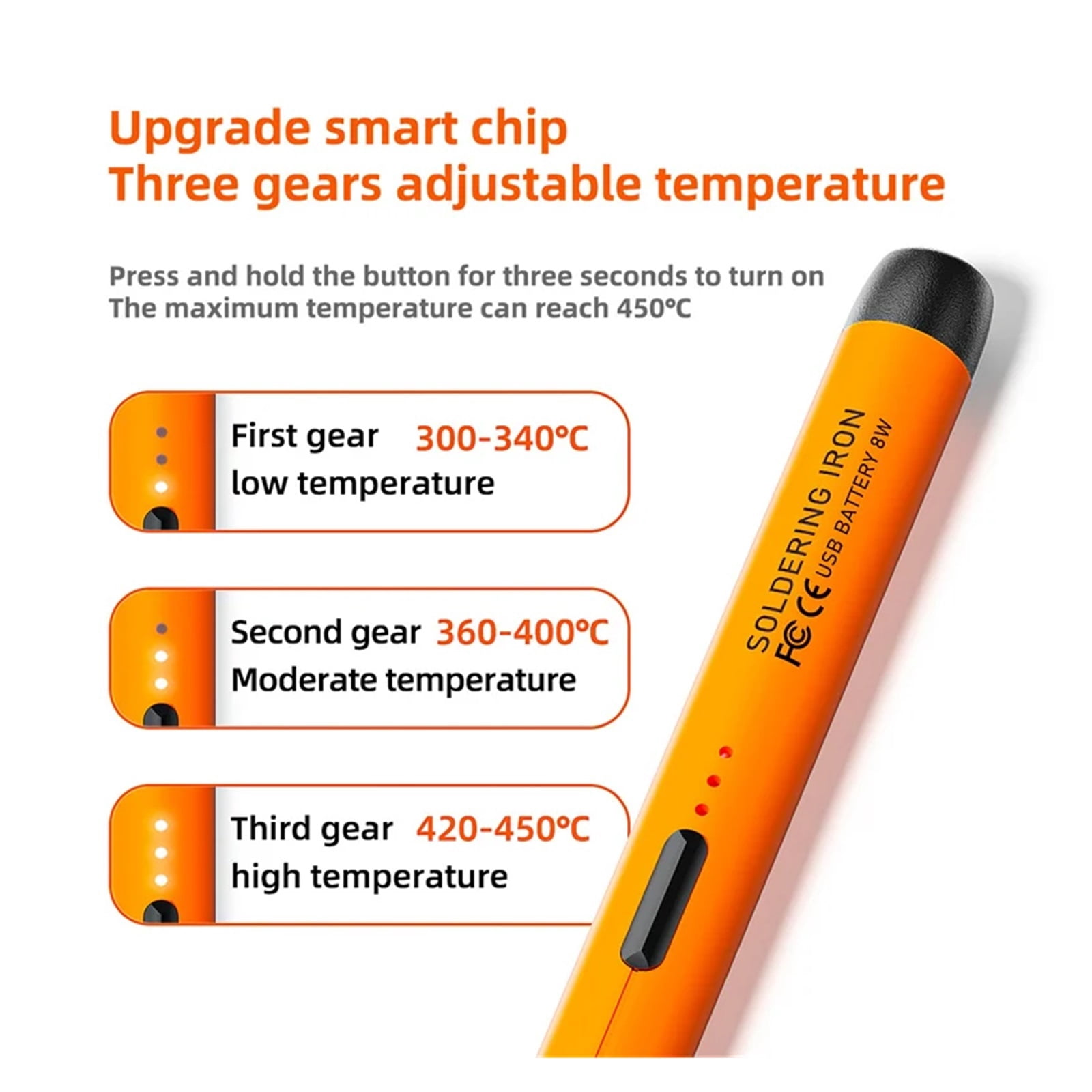 5V 8W USB Soldering Iron Mini Portable Professional Pen Soldering Iron Power Supply Kit Tool Rapid Heating Welding Solder Kit ,Precise Temperature Adjustment