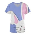 thumbnail image 4 of LSLJS Blouse d'Uniforme de Travail à Manches Courtes Col en V avec Poches, Imprimé Œuf et Lapin de Pâques pour Femmes, 4 of 5