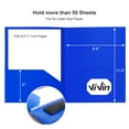 thumbnail image 2 of Vivin 12-Pack Sturdy Plastic Folder with 2 Pockets, Blue, 2 of 4
