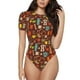 thumbnail image 1 of Fotbe Retro Coffee Body de Mujer con Cuello Redondo y Mangas Cortas, Sin Mangas Ajustado, Suave, Cómodo y Básico-XX-Large, 1 of 7