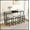 Grey+Black, variant on Modern Design Kitchen Dining Table, Pub Table, Long Dining Table Set with 3 Stools, Convenient Hanging Stool Design, Grey+Black