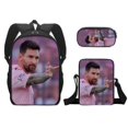 thumbnail image 1 of Soccer Star Messi Backpack Three-piece Teenager Schoolbag Student Cartoon Backpack-tueuio1, 1 of 4