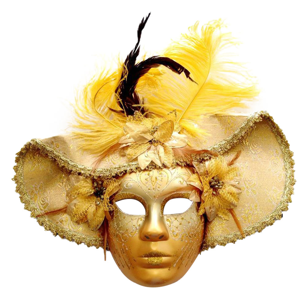 1Pc Venice Style Full Face Masque Ball Mask Decoration with (Golden