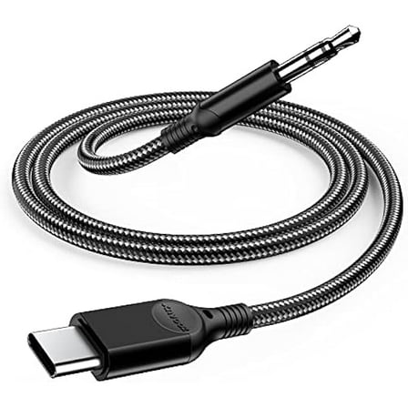 YJJSKEJI USB C to 3.5mm Audio Aux Jack Cable [ 4ft ] Type C Adapter to 3.5mm Headphone Stereo Cord Car for iPhone 15 Pro Max 15 Pro 15 Plus 15 Samsung Galaxy S24 S23 S22 S21 for iPad Pro, Pixel-Black