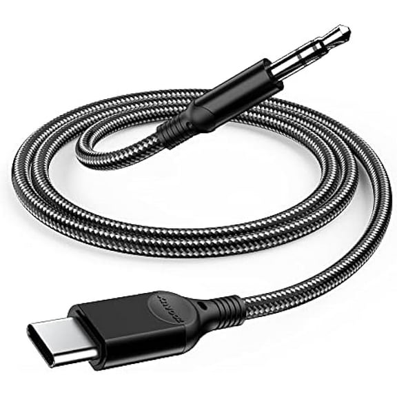 YJJSKEJI USB C to 3.5mm Audio Aux Jack Cable [ 4ft ] Type C Adapter to 3.5mm Headphone Stereo Cord Car for iPhone 15 Pro Max 15 Pro 15 Plus 15 Samsung Galaxy S24 S23 S22 S21 for iPad Pro, Pixel-Black