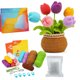 thumbnail image 5 of Decoración de plantas de crochet hechas a mano | Adorno de escritorio tejido multicolor artesanal para el hogar y la oficina | Tallos ajustables, regalo hipoalergénico para profesores, madres y, 5 of 7