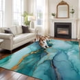 thumbnail image 3 of Teal Marble Area Rug 6x9 FT, Non Slip Living Room Throw Carpet, Modern Abstract Art Luxury Yellow Washable Soft Large Floor Carpet Non-Shedding Rug for Bedroom Dining Room Play Room, 3 of 9