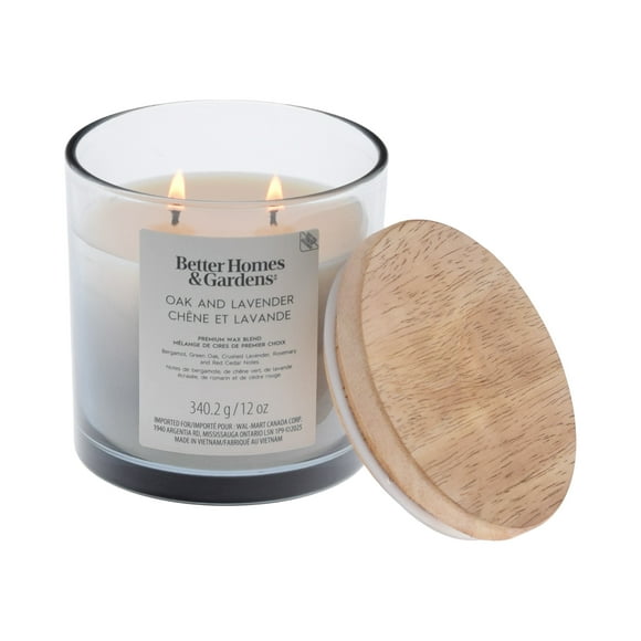 Better Homes & Gardens Scented 2-wick 12 oz. Parrafin Wax Ombre Jar Candle, Oak & Lavender