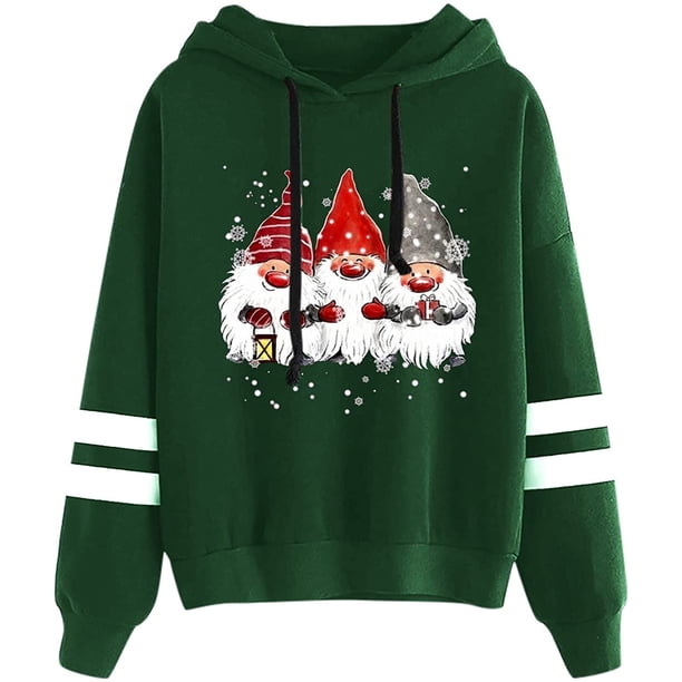 Abrigo horizontal doble con estampado navideño ajustado con capucha informal para mujer a la moda Fridja fhghd3158