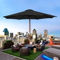 thumbnail image 1 of Yescom 9 Ft Wooden Patio Umbrella 8 Ribs Table Parasol Rope Pulley Outdoor Backyard, 1 of 10