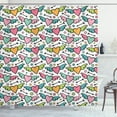 thumbnail image 1 of Ambesonne Cartoon Shower Curtain, Hearts with Wings and Dots, 69"Wx75"L, Multicolor, 1 of 2
