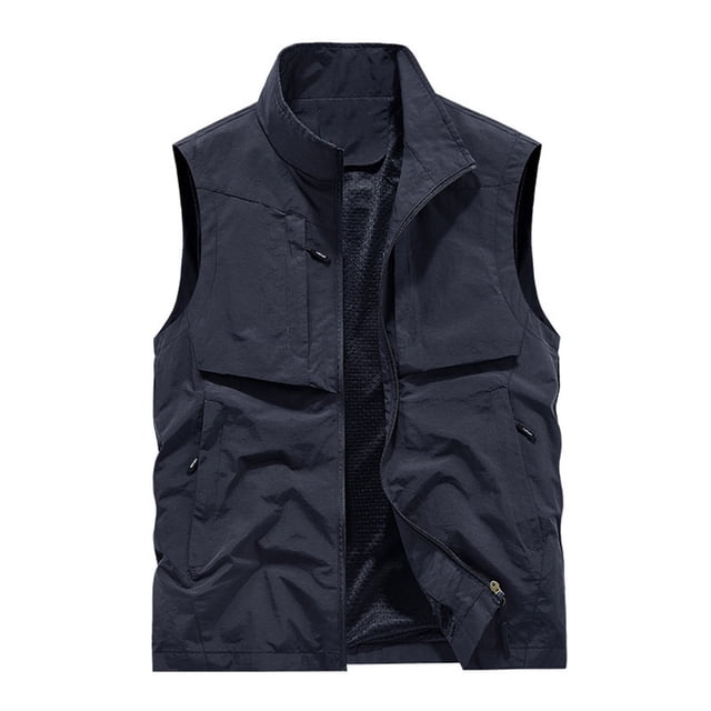 Birdeem Mens Work Clothes Jacket Solid Color Stand Collar Multiple Pockets Outdoor Sports Photography Leisure Coat