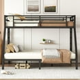 thumbnail image 2 of Twin XL Over Queen Bunk Bed Frame, Heavy Duty Metal Bunk Beds with with 2 Side Ladders, Industrial Style Bunk Bed Twin XL Over Queen for Kids and Adults-Black, 2 of 7