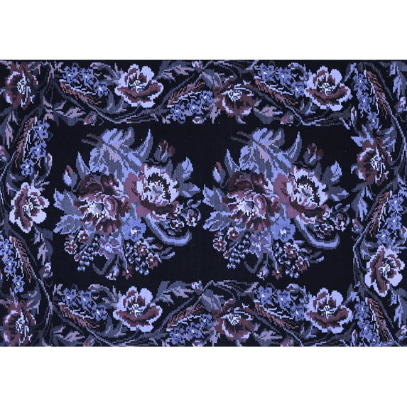 Ahgly Company Indoor Rectangle Medallion Blue French Area Rugs, 2' x 4'