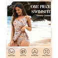thumbnail image 7 of Zando Full Coverage One Piece Swimsuit for Women 2026 Tummy Control Bathing Suit with Metal Tie Knot Swim Dress Orange Floral 2XL, 7 of 7