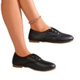 thumbnail image 6 of IEMIEMIEM Women's Faux Leather Oxford Flats Slip On No Laces Round Toe Casual Loafers Retro Soft Flat Walking Dress Shoes Black 8 Wide, 6 of 6